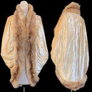 1920s Original Velvet Fur Lined Stole